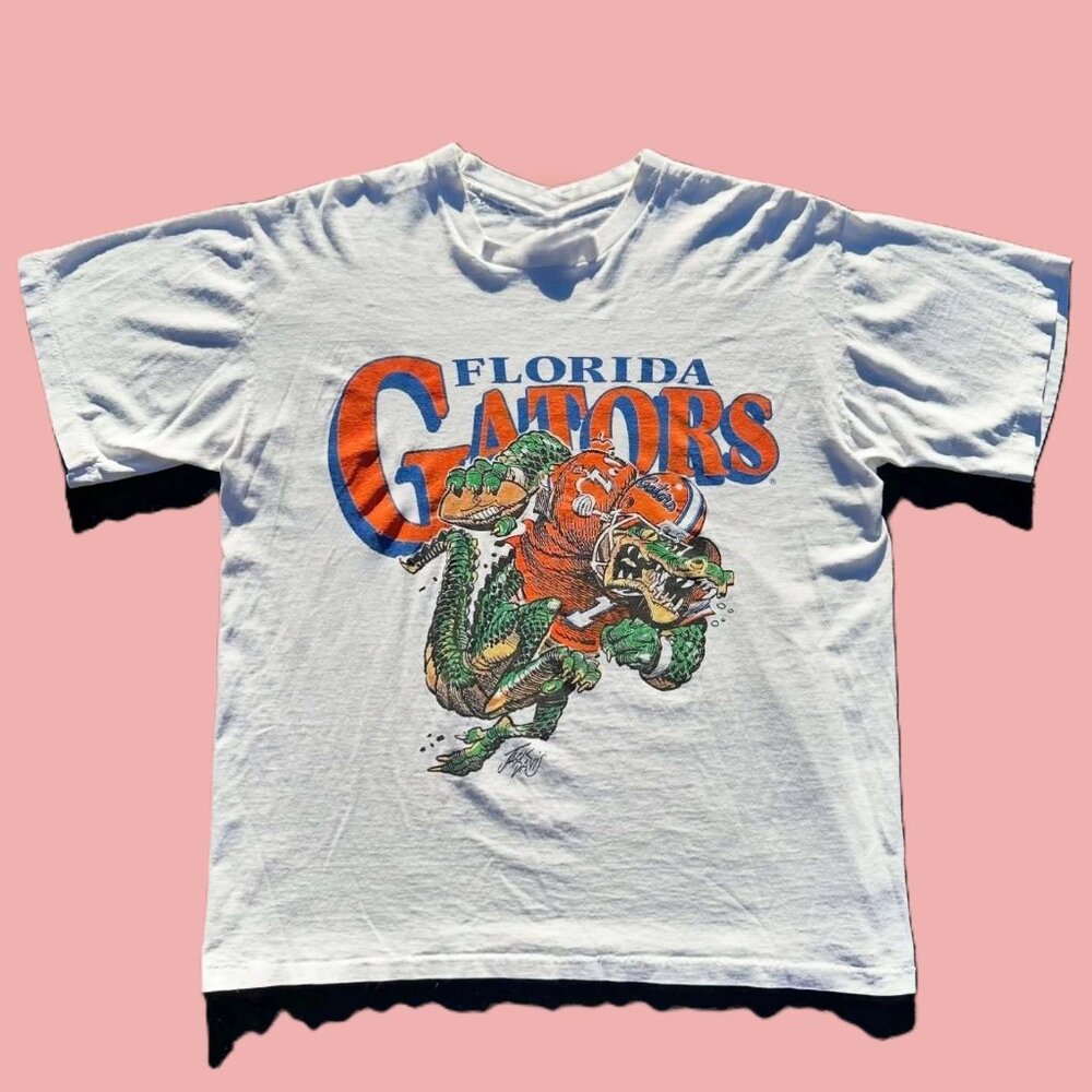 Vintage Style Florida Gators Retro T-shirt Rare design white tee
